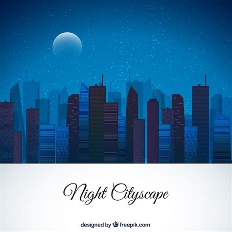 Night Cityscape Background Vector Free Download