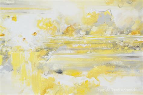 Original Art Yellow Grey Abstract Painting Modern Coastal
