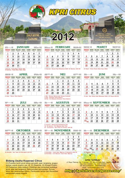 Download Kalender 2012 Indonesia Lengkap Kpri Citrus