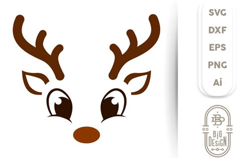 Christmas Svg Cute Reindeer Svg Boy Reindeer Face Svg By Big Design