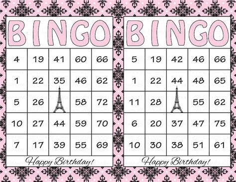 60 Tarjetas De Bingo Para Imprimir De Cumpleaños Descarga Inmediata