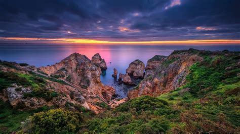 Wallpaper Lagos Portugal Algarve Sea Coast Rocks 1920x1200 Hd