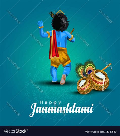 Print Lord Krishna Happy Janmashtami Festival Vector Image