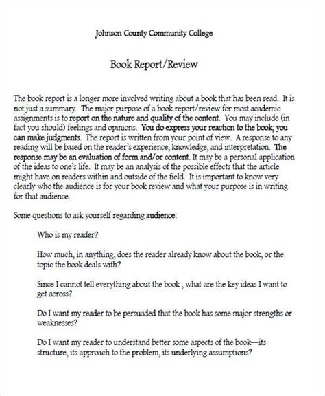 Sample College Book Report