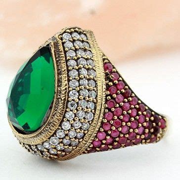 Turkish Multi Gems Green Emerald Topaz Silver Ring Size 8 Jewelry