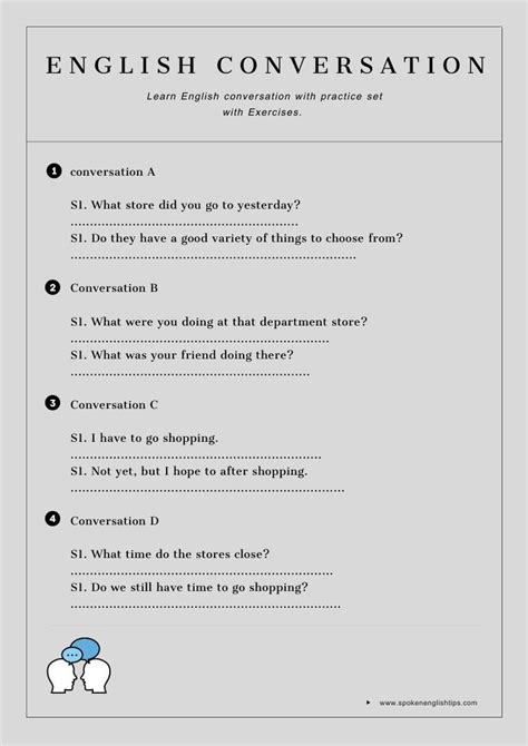 English Conversation Practice Exercise Going Shopping English