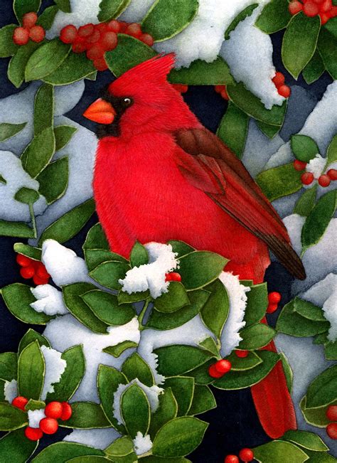 Christmas Cardinal By Gypsyalex Traditional Art Paintings Animals 2006