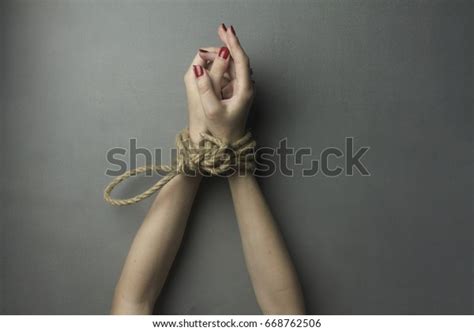 Womans Hands Tied Rope Above Shot Stock Photo Shutterstock