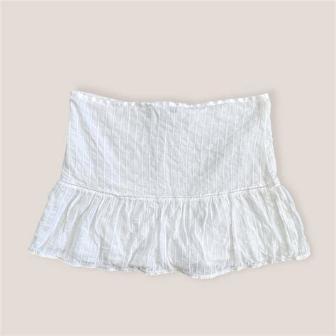 aandf white mini skirt white cotton textured mini depop