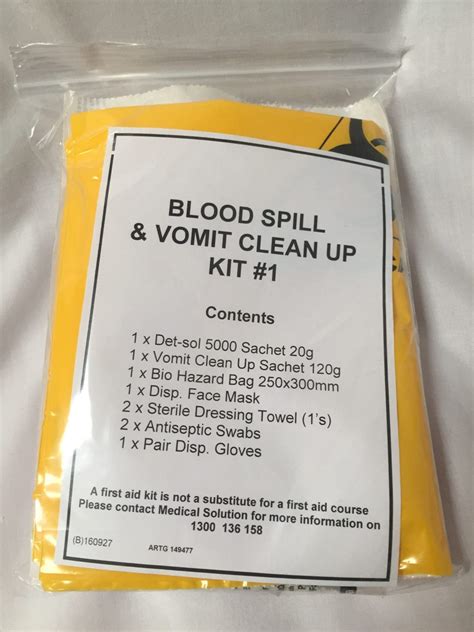 Body Fluid Spill Kit Contents List