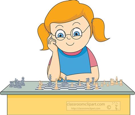 Entertainment Girl Playing Chess Moving A Chess Piece Classroom Clipart