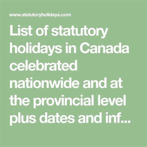 The Words List Of Statute Holidays In Canada Celebrate Nationwide And