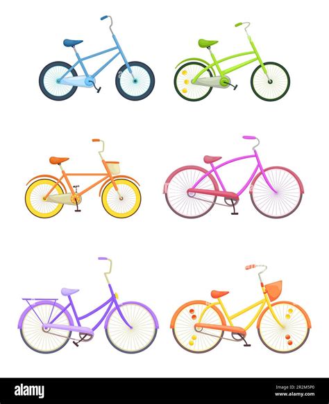Colorful Bicycles Vector Illustration Set Stock Vector Image And Art Alamy