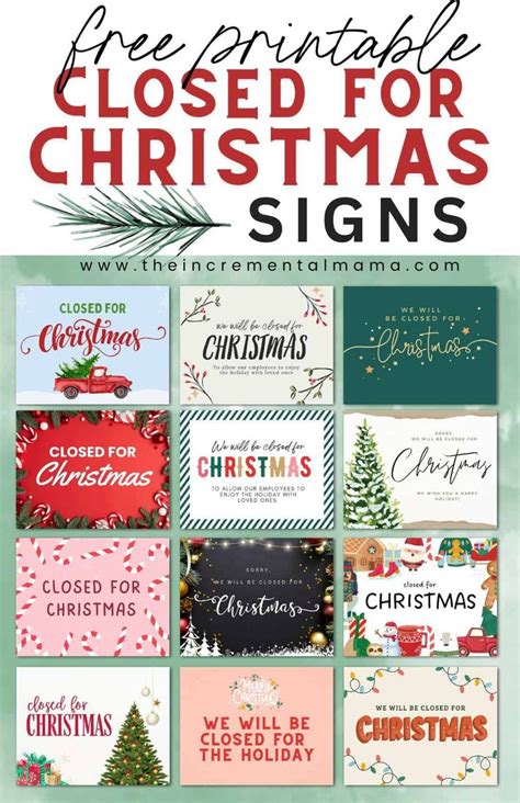 Christmas Cards With The Words Free Printable Closed For Christmas Signs