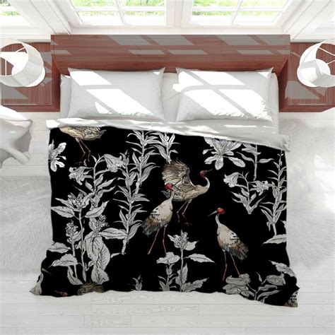 Black And White Chinoiserie Duvet Cover Chinoiserie Pattern Etsy