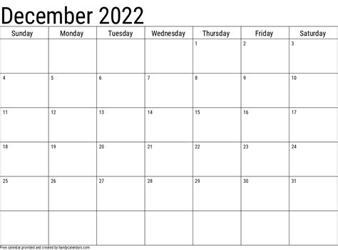 December 2022 Calendar With Holidays Handy Calendars