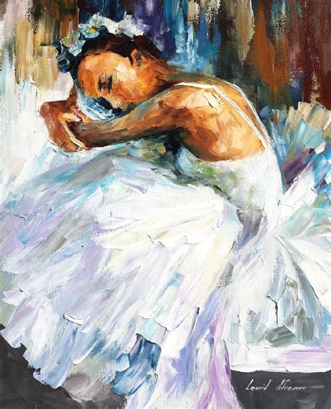 Ballerina White Swan Palette Knife Oil Painting On Canvas By Leonid