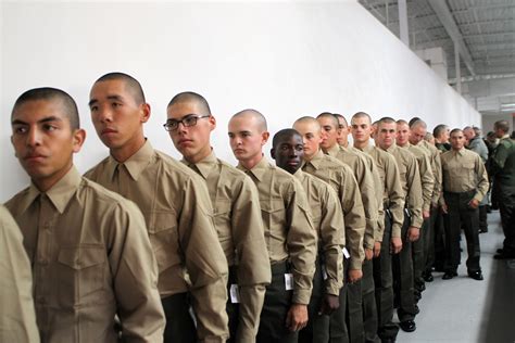 Recruits Of Lima Company 3rd Recruit Training Battalion Wait In Line