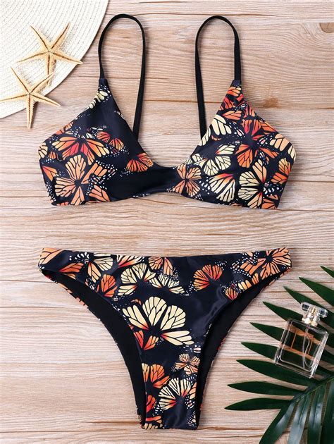 [17 off] 2021 butterfly pattern bikini set in colormix dresslily