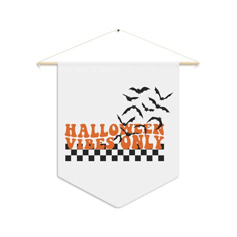 Halloween Wall Hanging Halloween Vibes Only Bats Retro Style Etsy