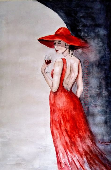 Original Painting By Karine Andriasyan Lady In Red Etsyme