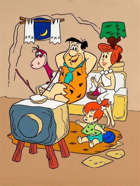 Família Flintstone Desenhos Animados Antigos Personagens De