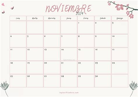 Calendarios Noviembre 2024 💜 Para Imprimir