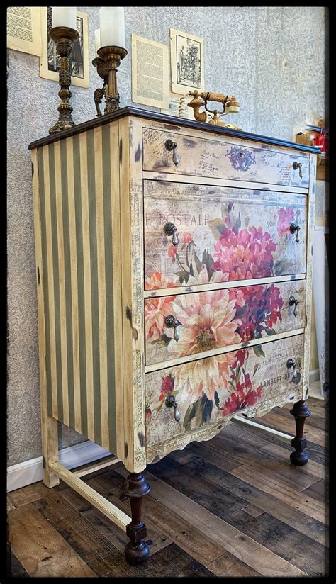 Sold~ Hand Painted Antique Floral Dresser Painted Furniture Paint