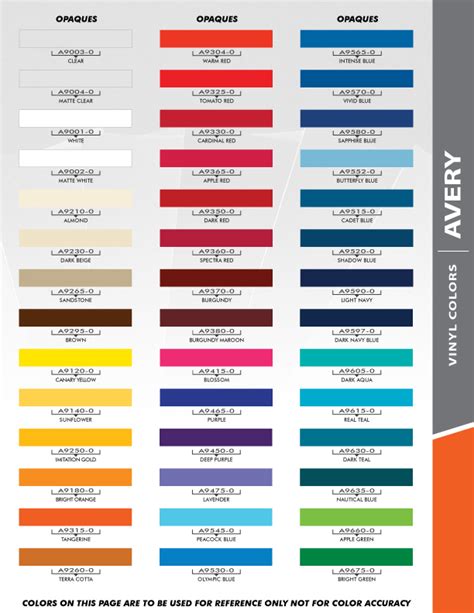 Use our web safe, material design and flat design color chart to find the perfect color combination for your website. 3M-Colors_Avery-Colors-1