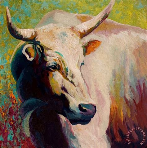 Marion Rose White Bull Portrait Painting White Bull Portrait Print