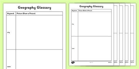 Human Geography Ks1 Picture Glossary Activity Teacher Made