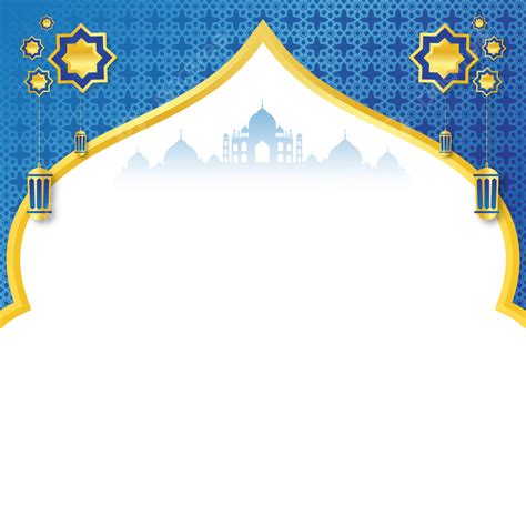 Gambar Dekorasi Ramadan Biru Dengan Ornamen Tekstur Islami Islamik