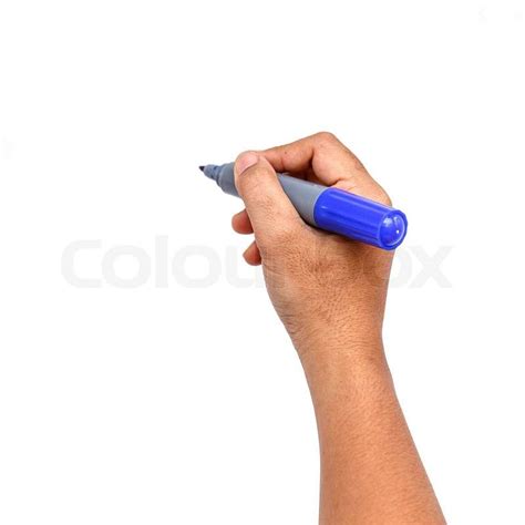 Hand Holding Marker Isolated On White Background Stock Photo Colourbox
