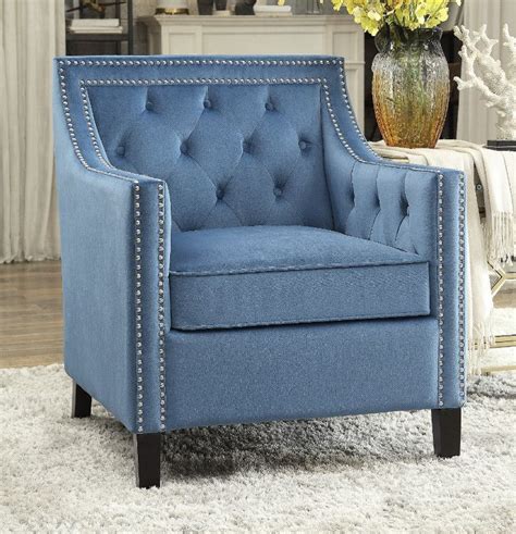 Homelegance He 1297bu Grazioso Retro Modern Blue Fabric Accent Chair