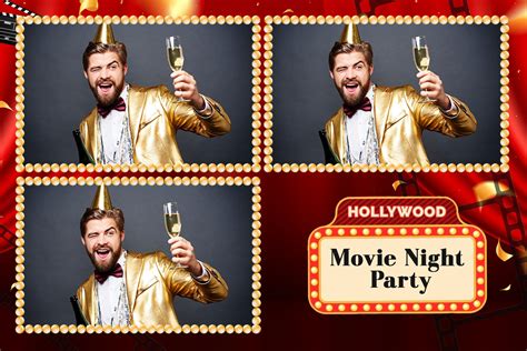 Hollywood Photo Booth Template Photobooth Movie Film Night Etsy
