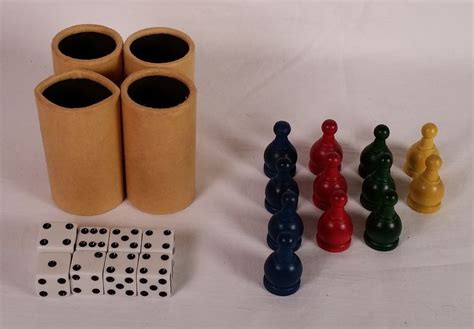 Parcheesi Vintage Game Pieces And Parts Wooden Pawns Dice Cups