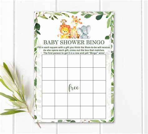 Jungle Baby Shower Bingo Cards Jungle Baby Shower Game Safari Etsy