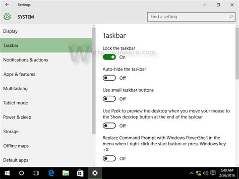 Windows 10 Build 14271 Got Taskbar Properties In Settings