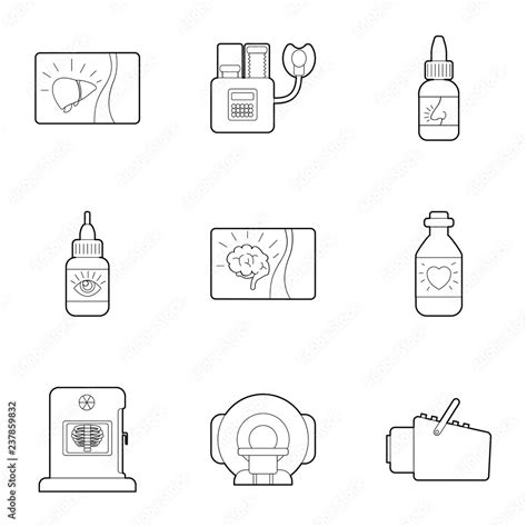 Medical Examination Icons Set Outline Illustration Of 9 Medical