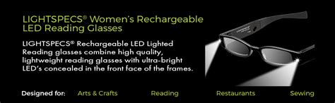 lightspecs women s rechargeable ultra bright led lighted lightweight rectangular