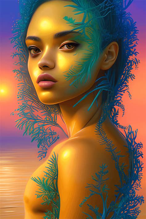 Tropical Beach Lagoon Golden Hour 8k Resolution Concept Art Portrait · Creative Fabrica