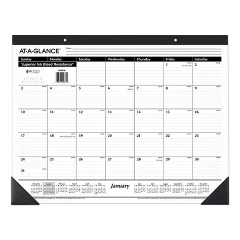 Acco At A Glance Ruled Desk Pad 22 X 17 White Sheets Black Binding