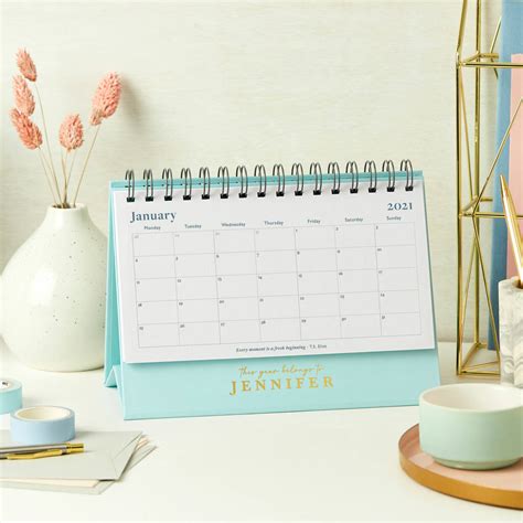 Personalised Stylish 2021 Desk Calendar By Martha Brook