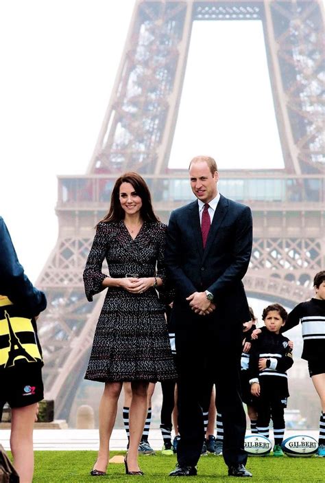 The Duke And Duchess Of Cambridge Pose At The Trocadero In Front Of The