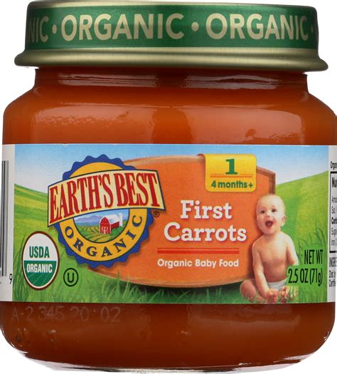 Earths Best Organic Stage 1 First Carrots Baby Food 25 Oz Jar