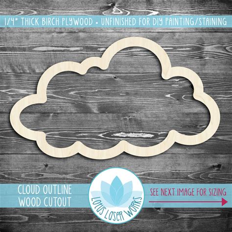 Wood Cloud Outline Shape Wooden Cloud Cutout Large Wood Etsy