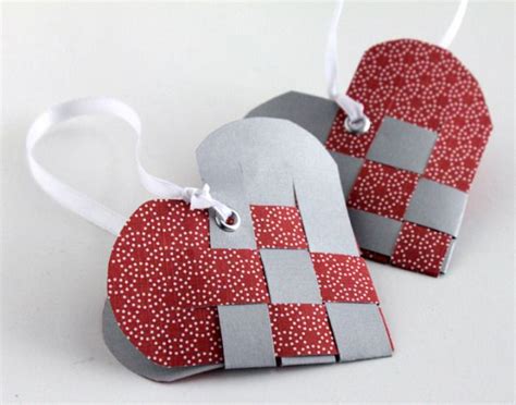 Ornament Advent Woven Paper Heart Ornament Hearts Paper Crafts