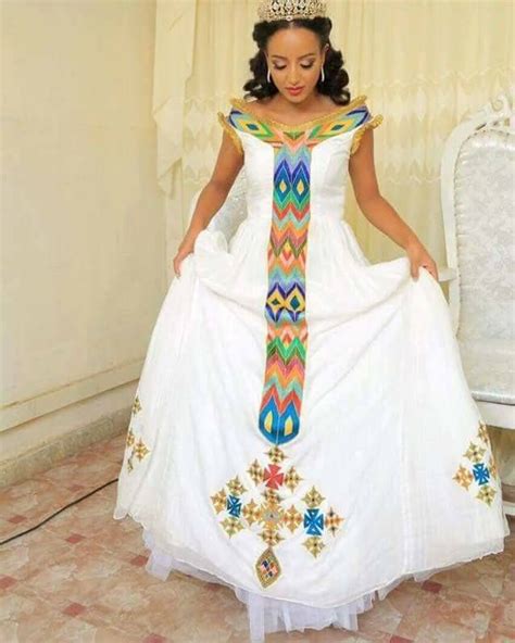 Meseret Mebrate Wearing Habesha Kemis In Her Wedding Wedding Dresses