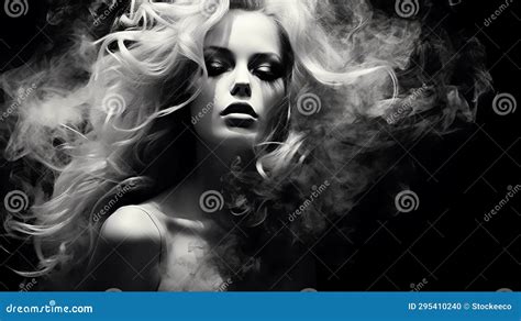 smokey black and white woman s hair a stunning digital manipulated photograph stock