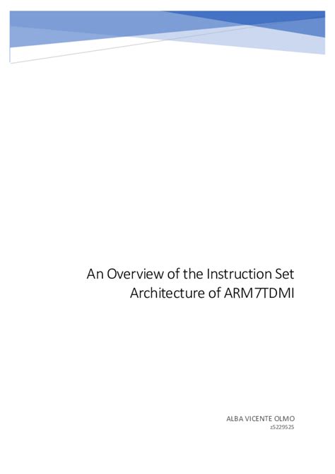 Pdf An Overview Of The Instruction Set Architecture Of Arm7tdmi